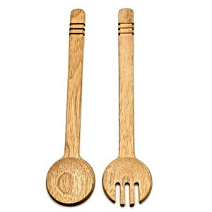 Vintage Winsome Wood Salad Spoon Fork Server 14" Long